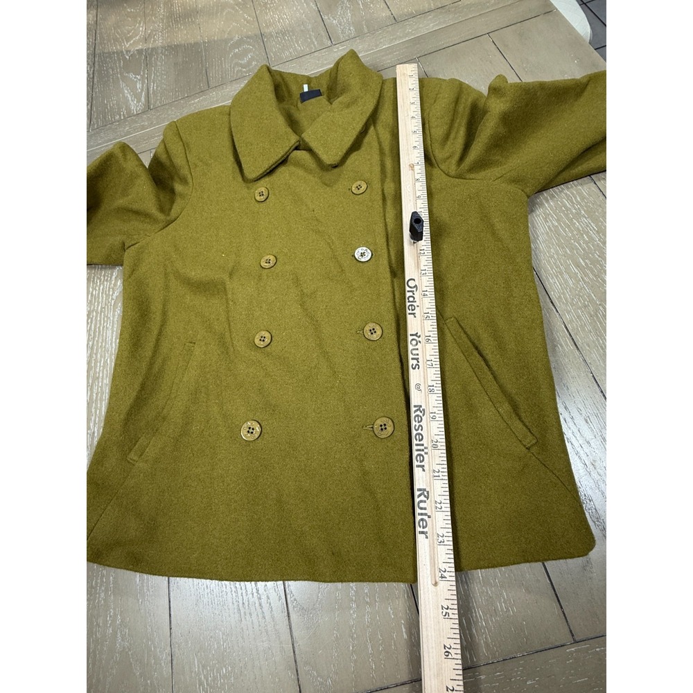 Sparkle & Fade Wool Blend Moto Jacket Large Double Breasted Peacoat Olive - Picture 9 of 16